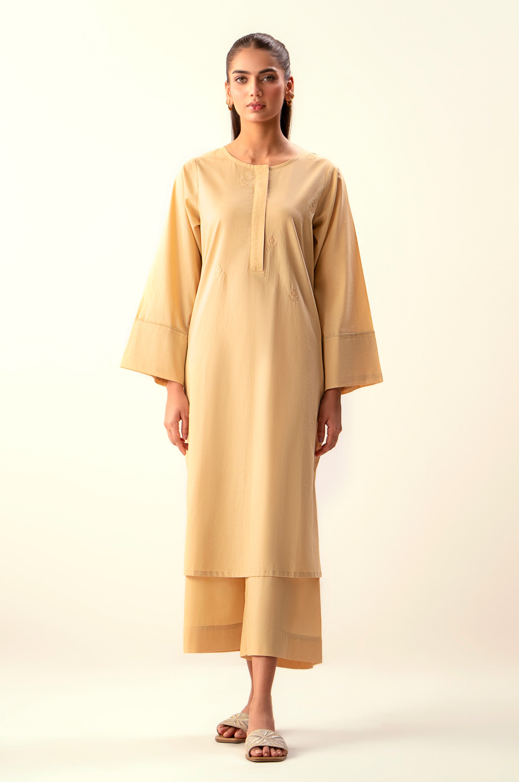 Stitched 2 Piece Embroidered Cambric Suit